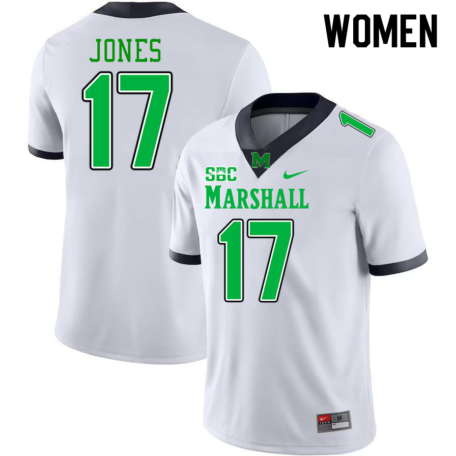 Women #17 K.J. Jones Marshall Thundering Herd SBC Conference College Football Jerseys Stitched-White